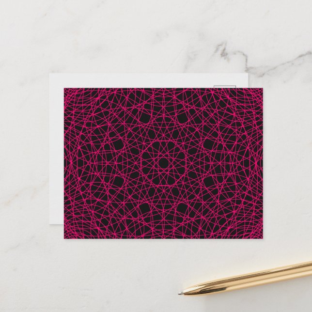 De Anuncios Postal web Neon Pink Grid (negro) - Personalizable (Anverso/Reverso In Situ)
