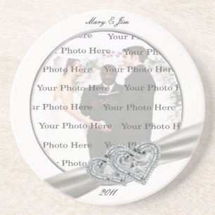 De Arenisca Diamond Hearts White Wedding Posavasos