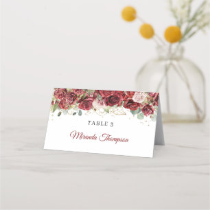 De Asiento Boho burgundy y rosas ruidosos eucalipto tarjeta d