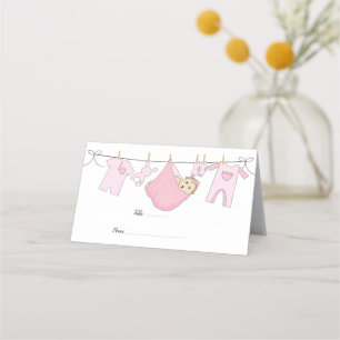 De Asiento Cute Ilustracion rosa tarjeta Baby Shower Place