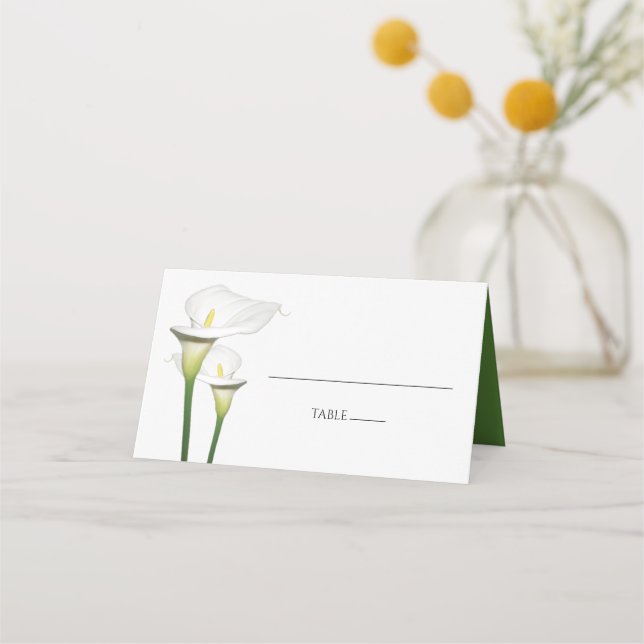 De Asiento Elegante tarjeta Calla Lilies Boda Place Card (Anverso)