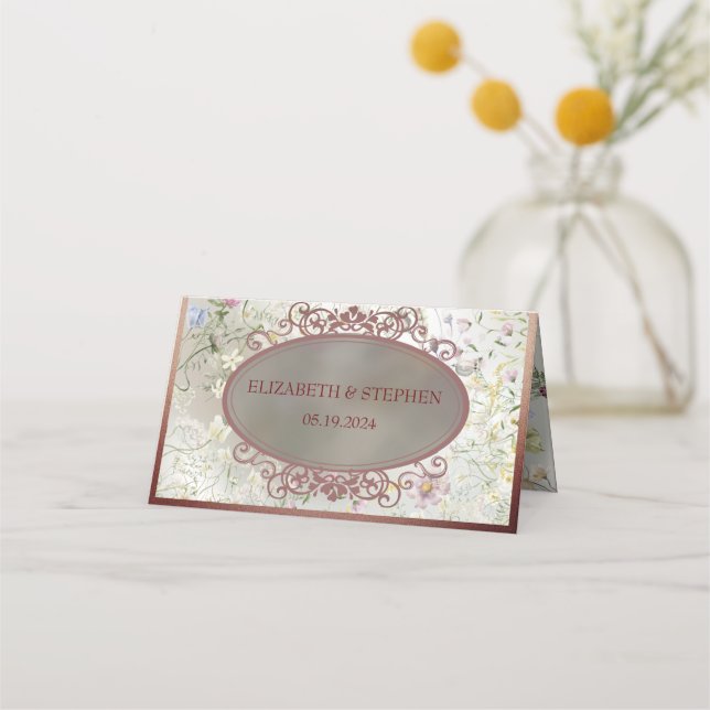 De Asiento Elegante tarjeta floral otoño Boda Place Card (Reverso)
