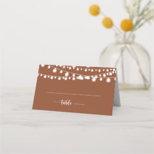 De Asiento Rustic String ilumina la tarjeta Terracotta Boda P