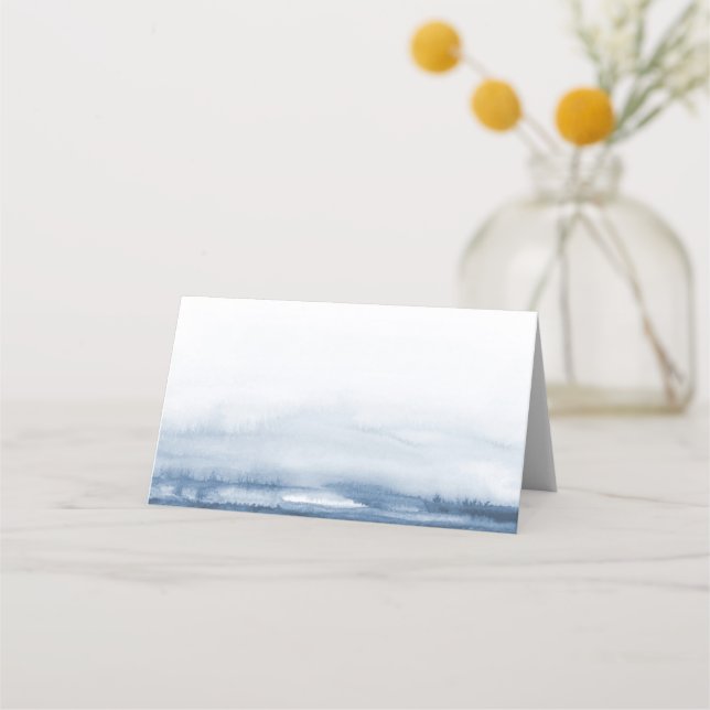 De Asiento Sencilla, moderna, acuarela, tarjeta Navy Blue Pla (Anverso)