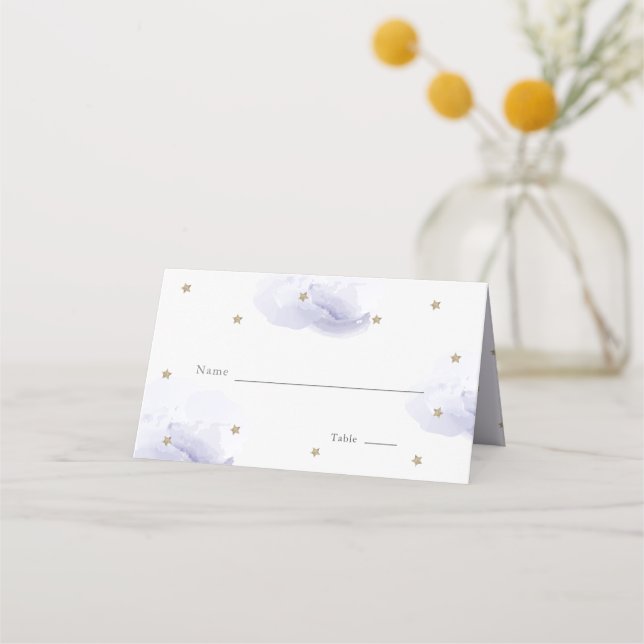 De Asiento Tarjeta Baby Shower Place Gold Star & Lavender Clo (Anverso)