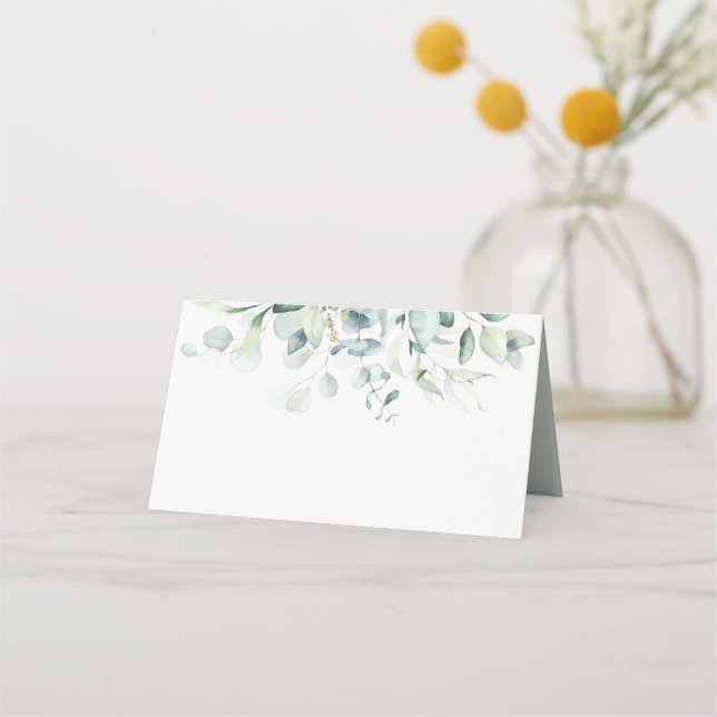 De Asiento Tarjeta Blank Elegant Green Foliage Place (Anverso)