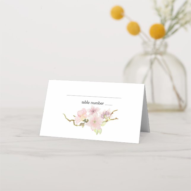 De Asiento Tarjeta Boda floral rosa Rubor Magnolia Floral Pla (Anverso)