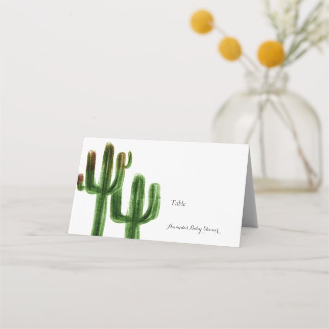 De Asiento Tarjeta Boho Cactus Baby Shower Place (Anverso)