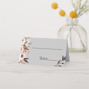 De Asiento Tarjeta Boho Mid-Gray con Flores Rosa