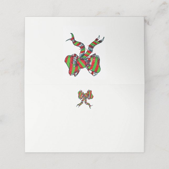 De Asiento Tarjeta Bow Place para navidades (Exterior desplegado)