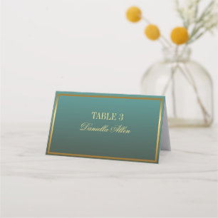 De Asiento Tarjeta clásica Verde azulada y Gold Elegant Weddi