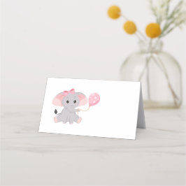 De Asiento Tarjeta Cute Elephant Balloon Pink Place