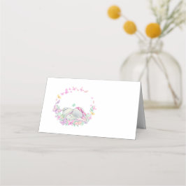De Asiento Tarjeta Cute Elephant Butterfly Pink Place Card