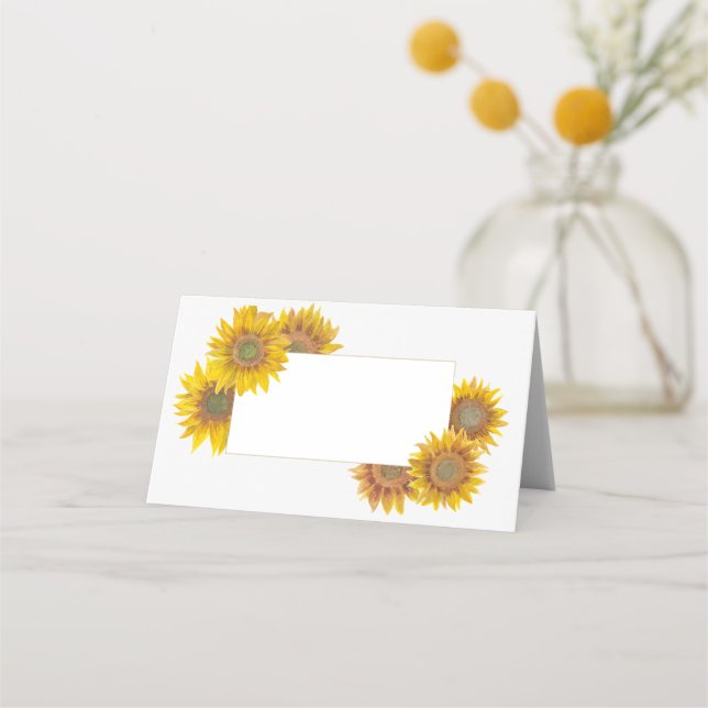 De Asiento Tarjeta del lugar del girasol pintado a mano (Anverso)