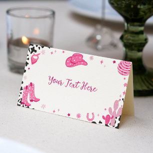 De Asiento Tarjeta discoteca Cowgirl Birday Party Place Card