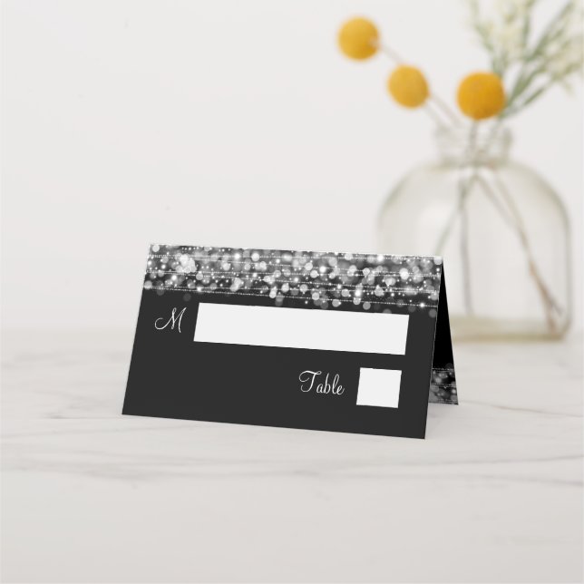 De Asiento Tarjeta Escort Elegant Wedding Fiesta Sparkles Sil (Anverso)