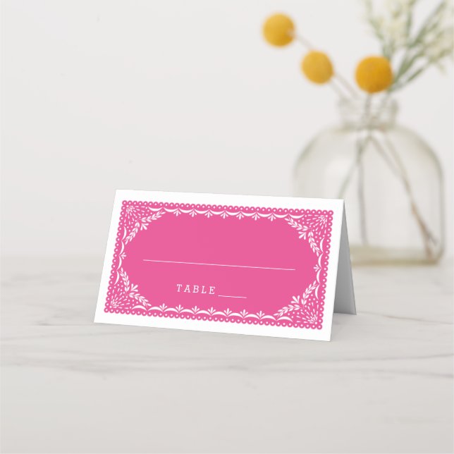 De Asiento Tarjeta Escort Place | Fuchsia Papel Picado (Anverso)