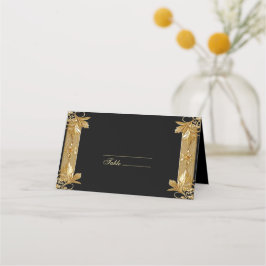 De Asiento Tarjeta Gold Black Ornate Floral Place Card