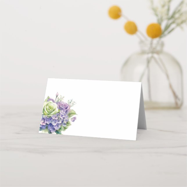 De Asiento Tarjeta Hydrangeas del lugar del nombre doblado (Anverso)