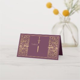 De Asiento Tarjeta Mauve Royal Medieval Sword Boda Place