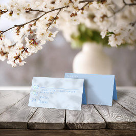 De Asiento Tarjeta minimalista para la posición del Boda azul