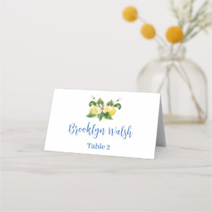 De Asiento Tarjeta moderna Blue Tile Lemon Bridal Shower Plac