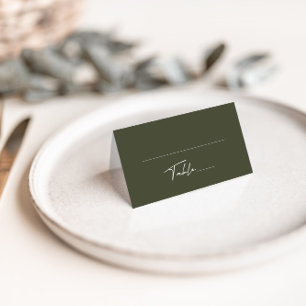 De Asiento Tarjeta plegable simple Boda verde gris oscuro