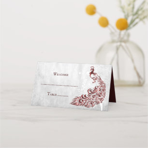 De Asiento Tarjeta Red Peacock Leaf Vine Place