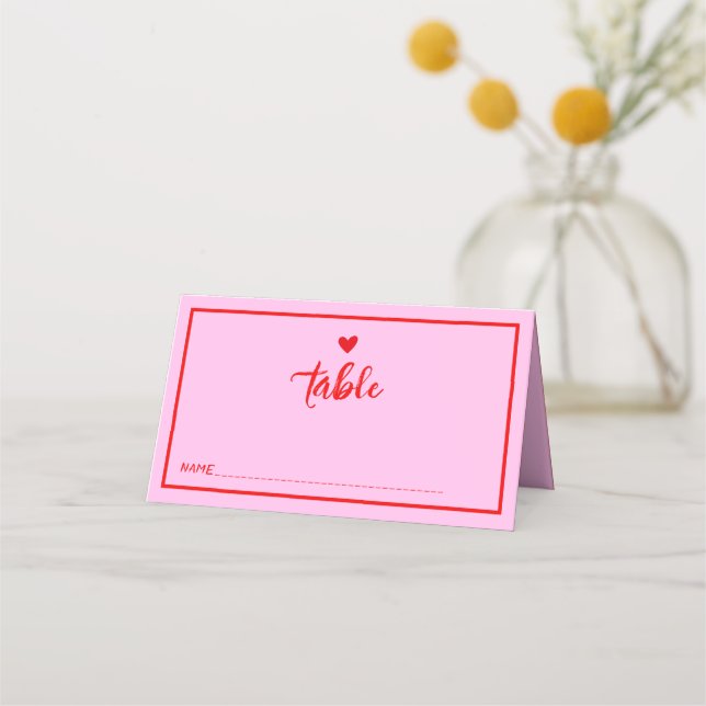 De Asiento Tarjeta Retro Rosa Red Handwriting Boda Place (Anverso)