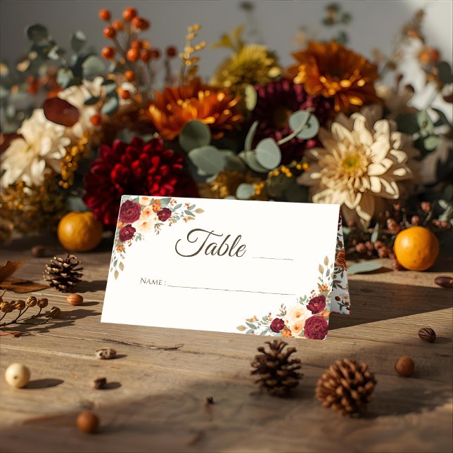 De Asiento Tarjeta Rustic Autumn Floral Folclore Place Card (Subido por el creador)