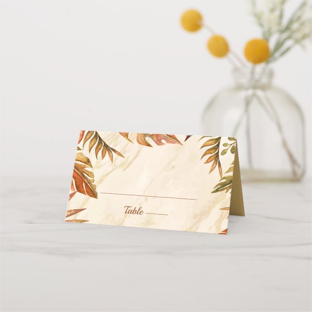 De Asiento Tarjeta Rustic Autumn Foliage Boda plegado (Anverso)