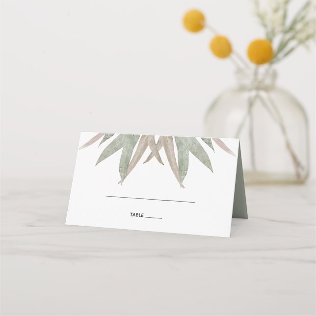 De Asiento Tarjeta Rustic Eucalyptus Leaf Boda Place (Anverso)