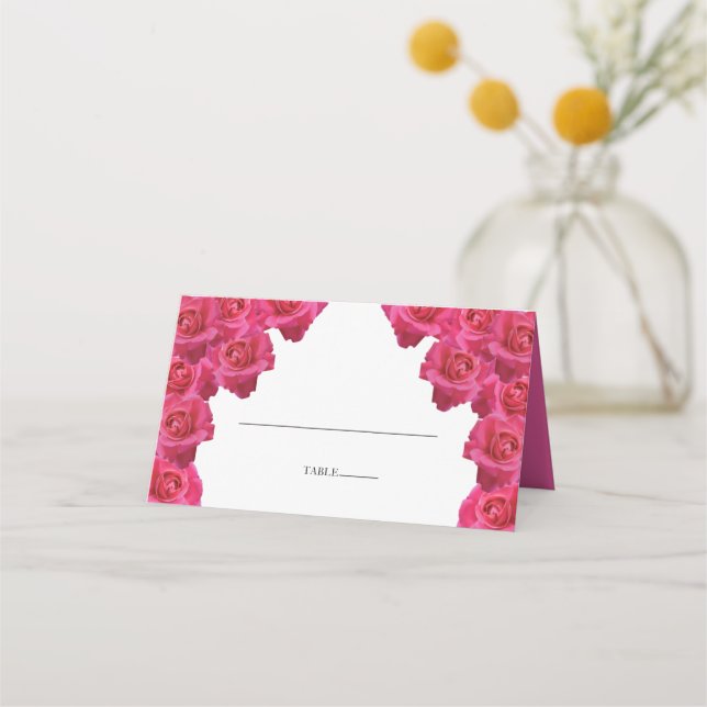 De Asiento Tarjeta Rustic Pink Roses Boda (Anverso)