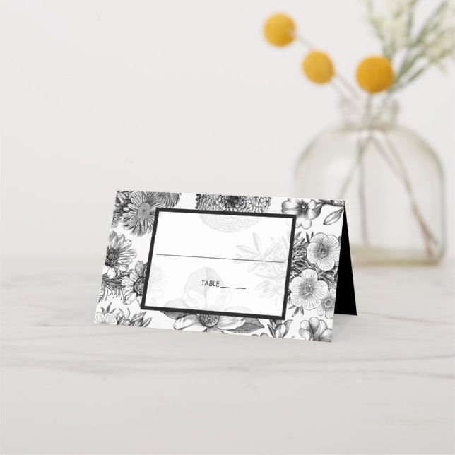 De Asiento Tarjeta Rustic Vintage Flowers Boda Place (Anverso)