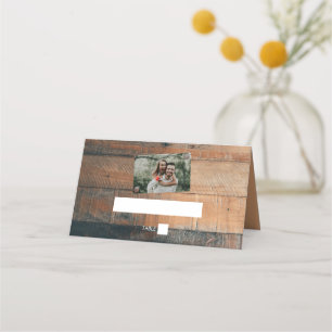De Asiento Tarjeta Rustic Wood Photo Boda Place