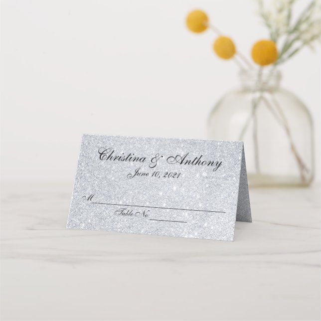 De Asiento Tarjeta Silver Elegalized Boda Personalizado (Anverso)