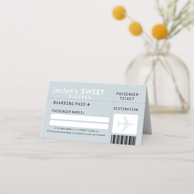 De Asiento Tarjeta Silver Gray Airline Ticket Escort Place (Anverso)