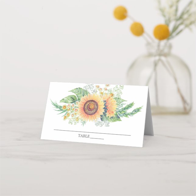 De Asiento Tarjeta Sunflower Garden Bridal Shower Place (Anverso)