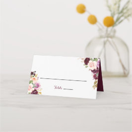 De Asiento Tarjeta verde Rubor Burgundy Floral Boda Place