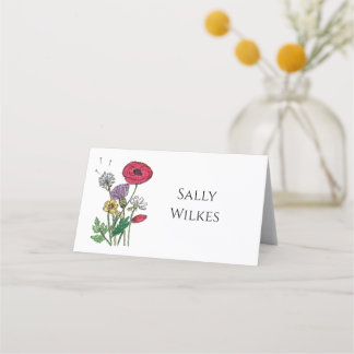 De Asiento Tarjeta Watercolor Wildflower Place