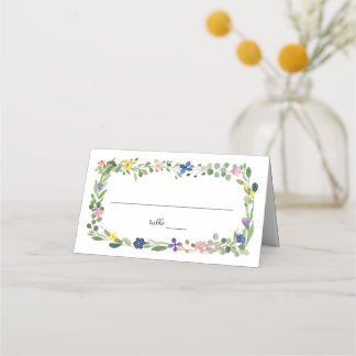 De Asiento Tarjeta Watercolor Wildflowers Table Place