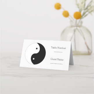 De Asiento Tarjeta Yin Yang Black And White Boda Place Card