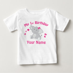 De Bebé 1.ᵉʳ Chica Elefante camiseta personalizada