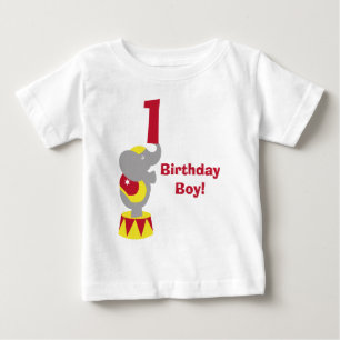 De Bebé 1r Camiseta del elefante del circo del cumpleaños