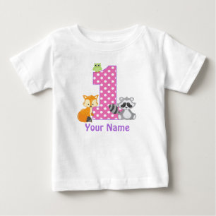 De Bebé 1r Camiseta personalizada arbolado del cumpleaños