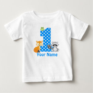 De Bebé 1r Camiseta personalizada azul del arbolado del