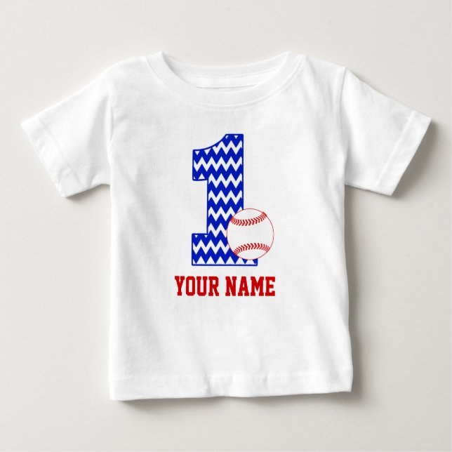 De Bebé 1r Camiseta personalizada béisbol del cumpleaños (Anverso)
