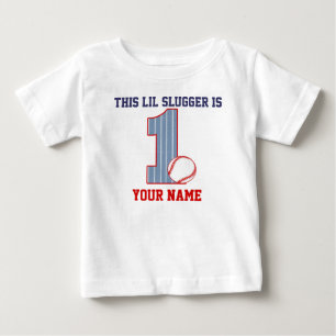 De Bebé 1r Camiseta personalizada béisbol del cumpleaños