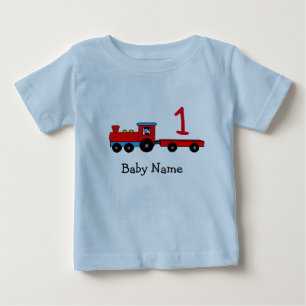 De Bebé 1r Camiseta personalizada cumpleaños del tren