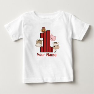 De Bebé 1r Camiseta personalizada granja del cumpleaños